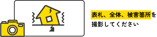 表札、全体、被害箇所を撮影してください