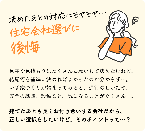 決めた後の対応にモヤモヤ…
住宅情報選びに後悔